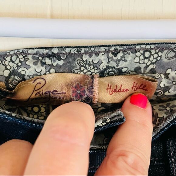 Paige Hidden Hills High Waist Straight Leg Dark Wash Jeans - Picture 3 of 6